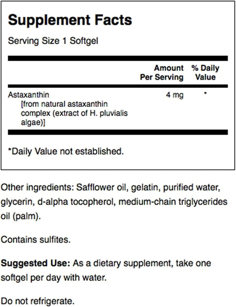 Close-up of Swanson Astaxanthin softgels bottle showing 60 softgels