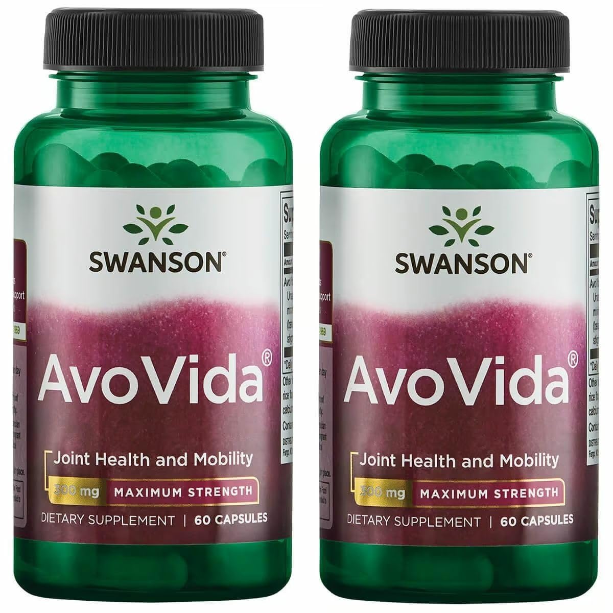 Swanson AvoVida bottle and capsules on white background