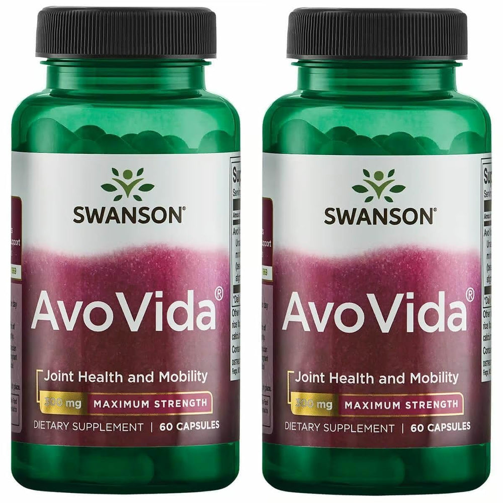 Swanson AvoVida bottle and capsules on white background