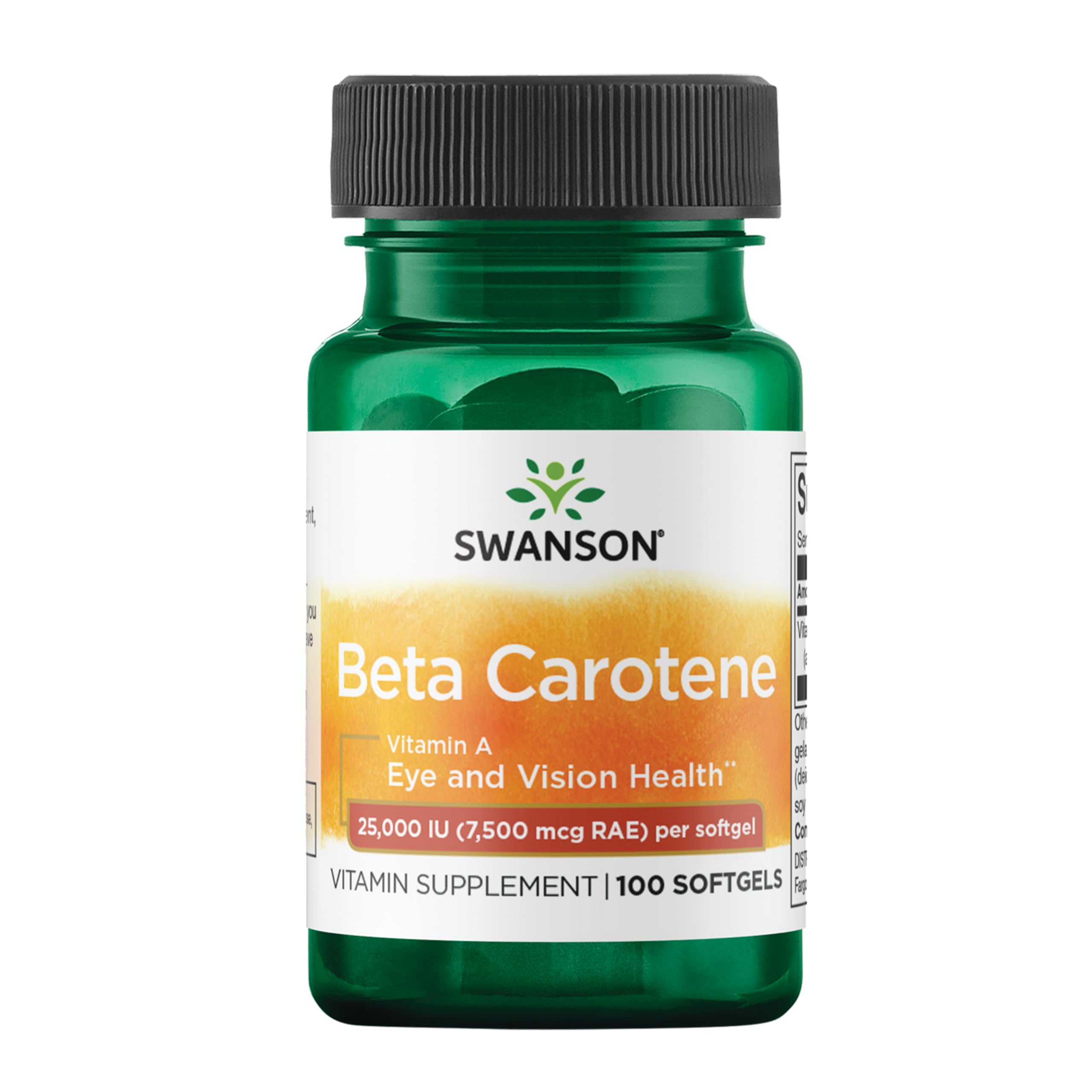 Swanson Beta-Carotene 100 softgels bottle front label