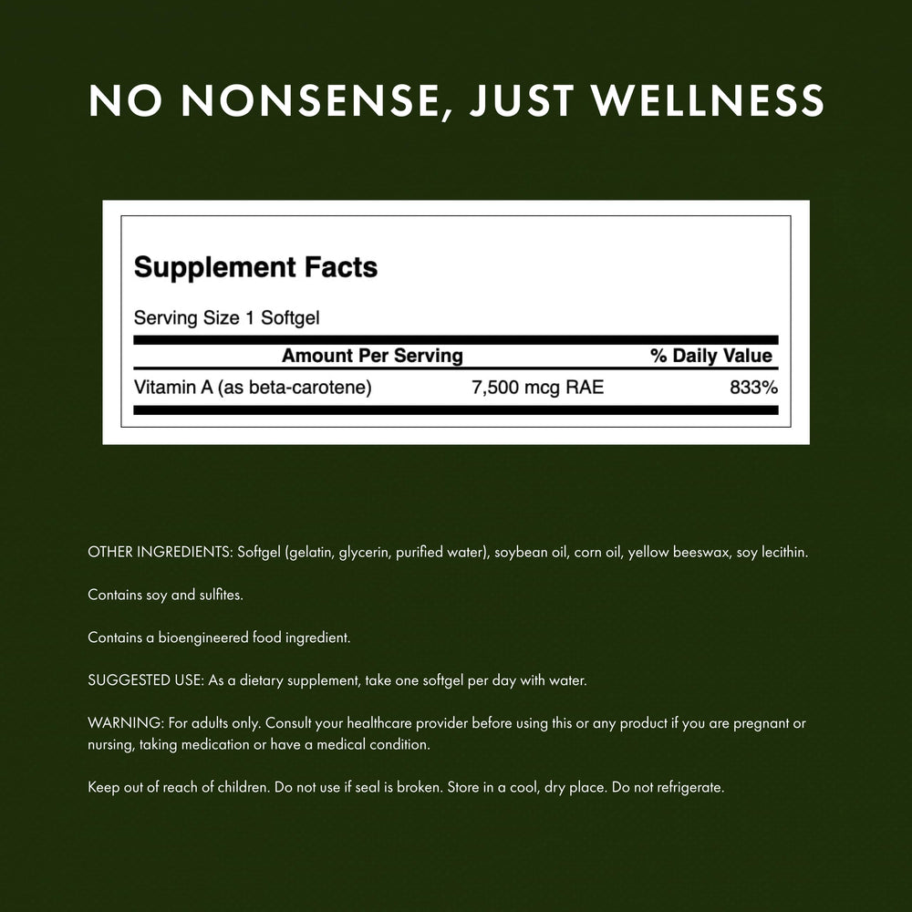 Swanson Beta-Carotene 100 softgels bottle side view