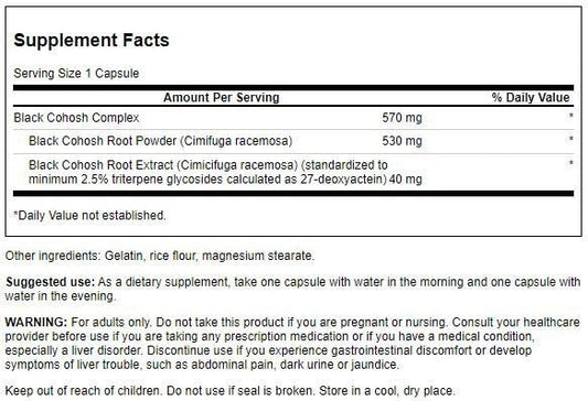 Swanson Black Cohosh standardized 20 mg capsules - image 2