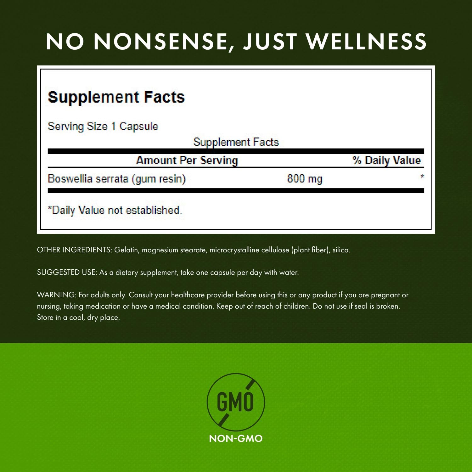 Close-up of Swanson Boswellia 800mg capsule