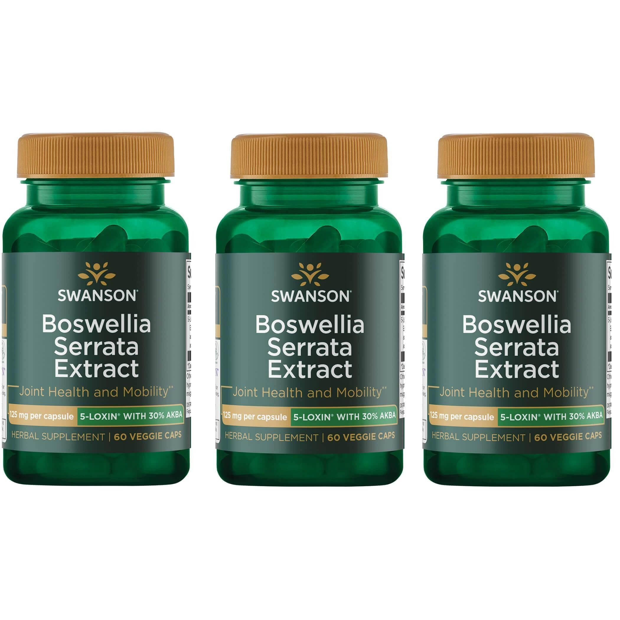 Swanson Boswellia Serrata Extract bottle, 125 mg per capsule, 60 vegetarian capsules