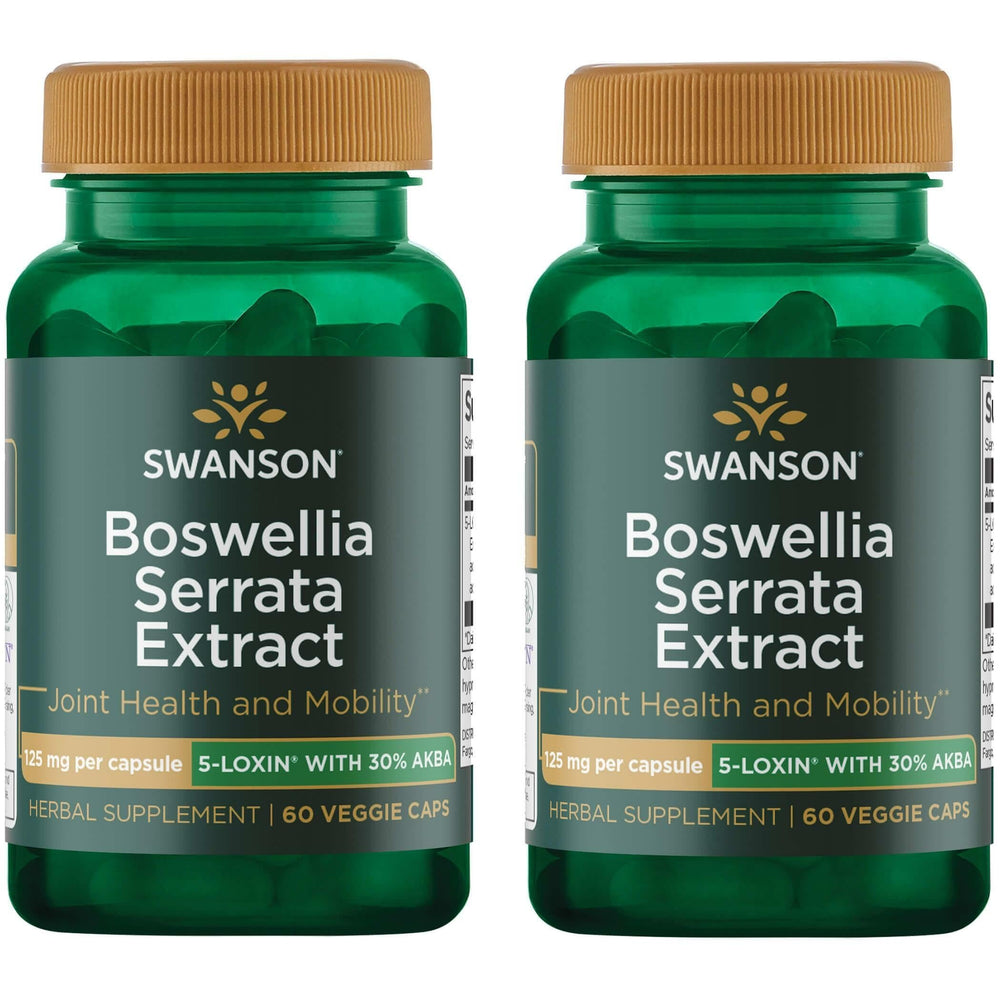 Swanson Boswellia Serrata extract bottle highlights 125 mg per capsule for daily support