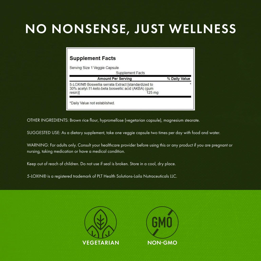 Swanson Boswellia Serrata capsules neatly lined for daily use