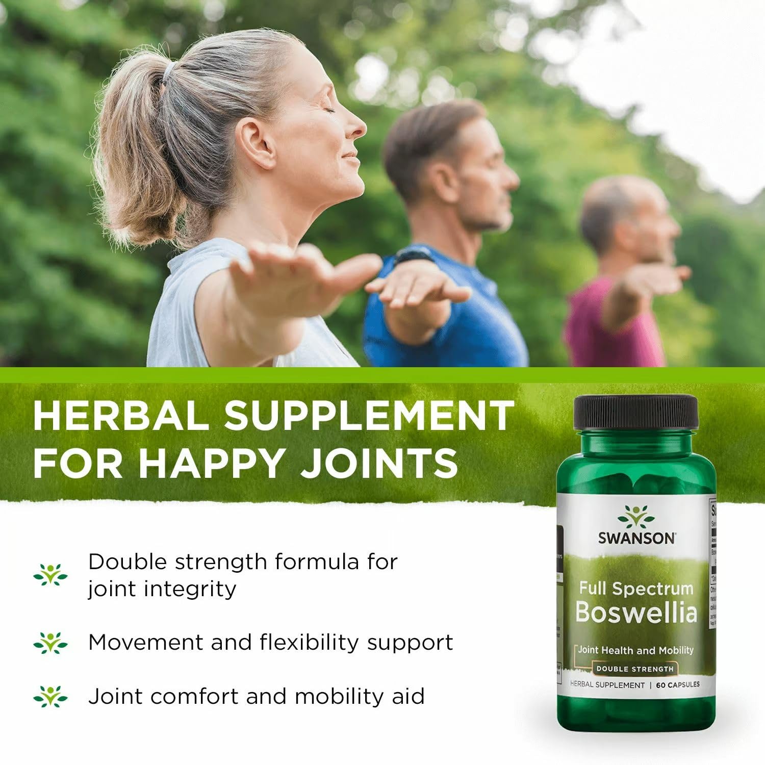Swanson Boswellia supplement bottle showing joint support information