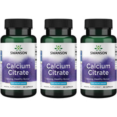Swanson Calcium Citrate 200 mg 60 Caps (3 Pack) bottle front view