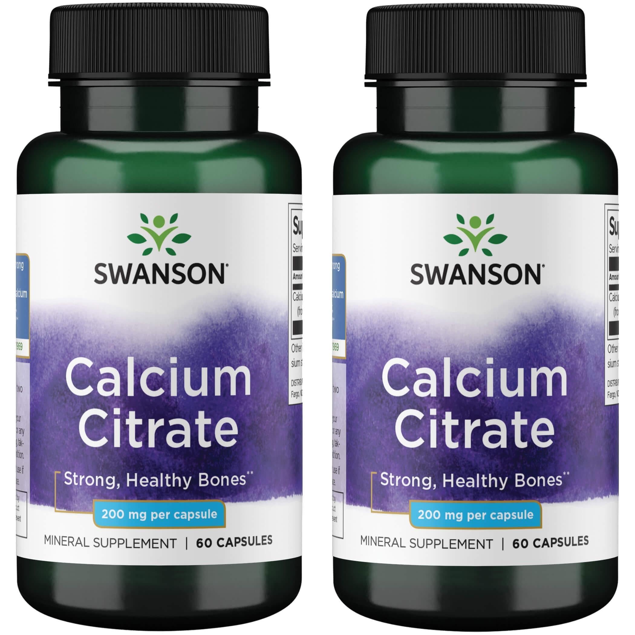 Swanson Calcium Citrate 200 mg 60 Caps bottle – front view