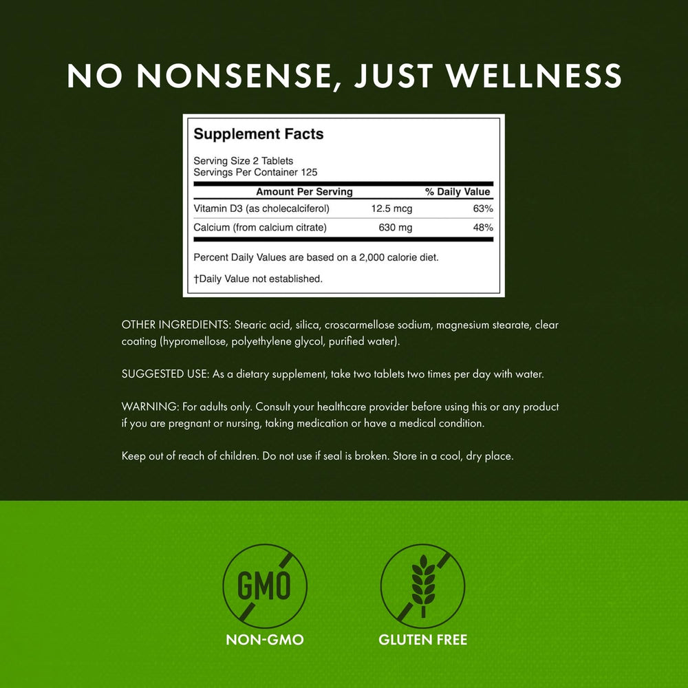 Swanson Calcium Citrate & Vitamin D3 250 Tabs 2-Pack bottle close-up