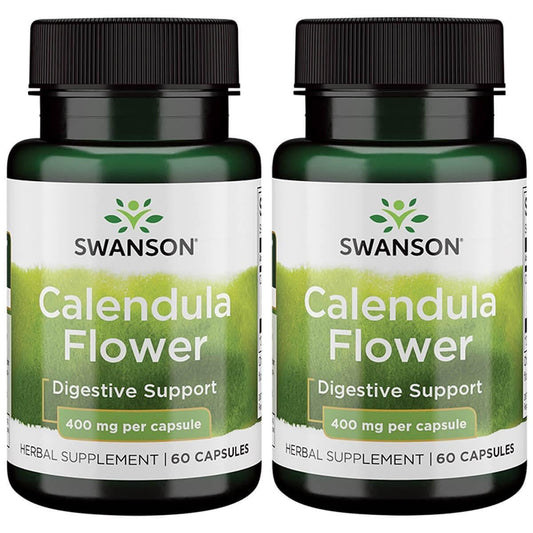 Swanson Calendula Flower 400 mg 60 Caps (2 Pack) bottle - front image