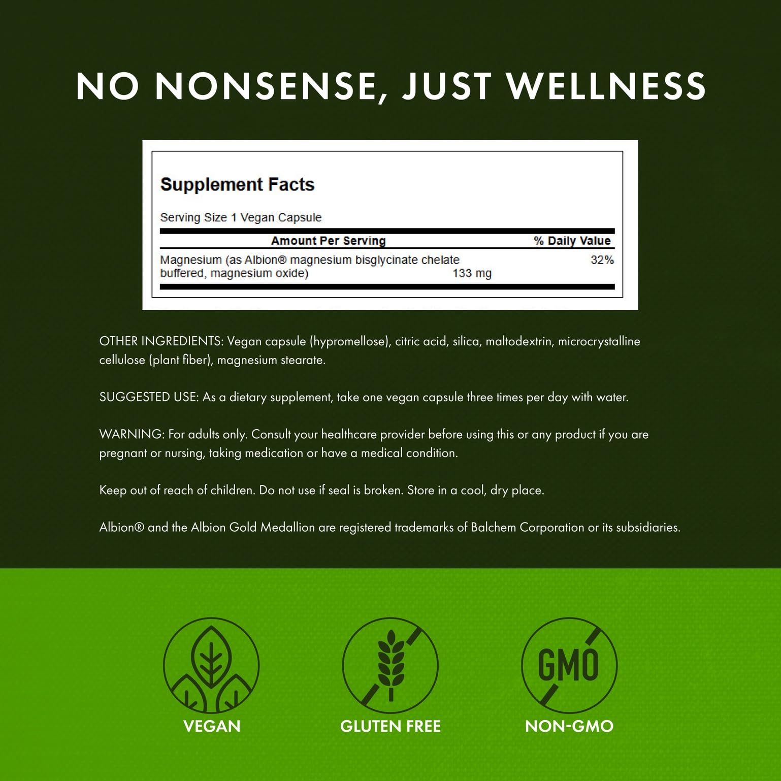 Swanson Albion Magnesium Glycinate supplement bottle