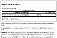 Swanson Cilantro 425 mg label close-up