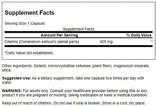 Swanson Cilantro 425 mg 60 capsules bottle front view