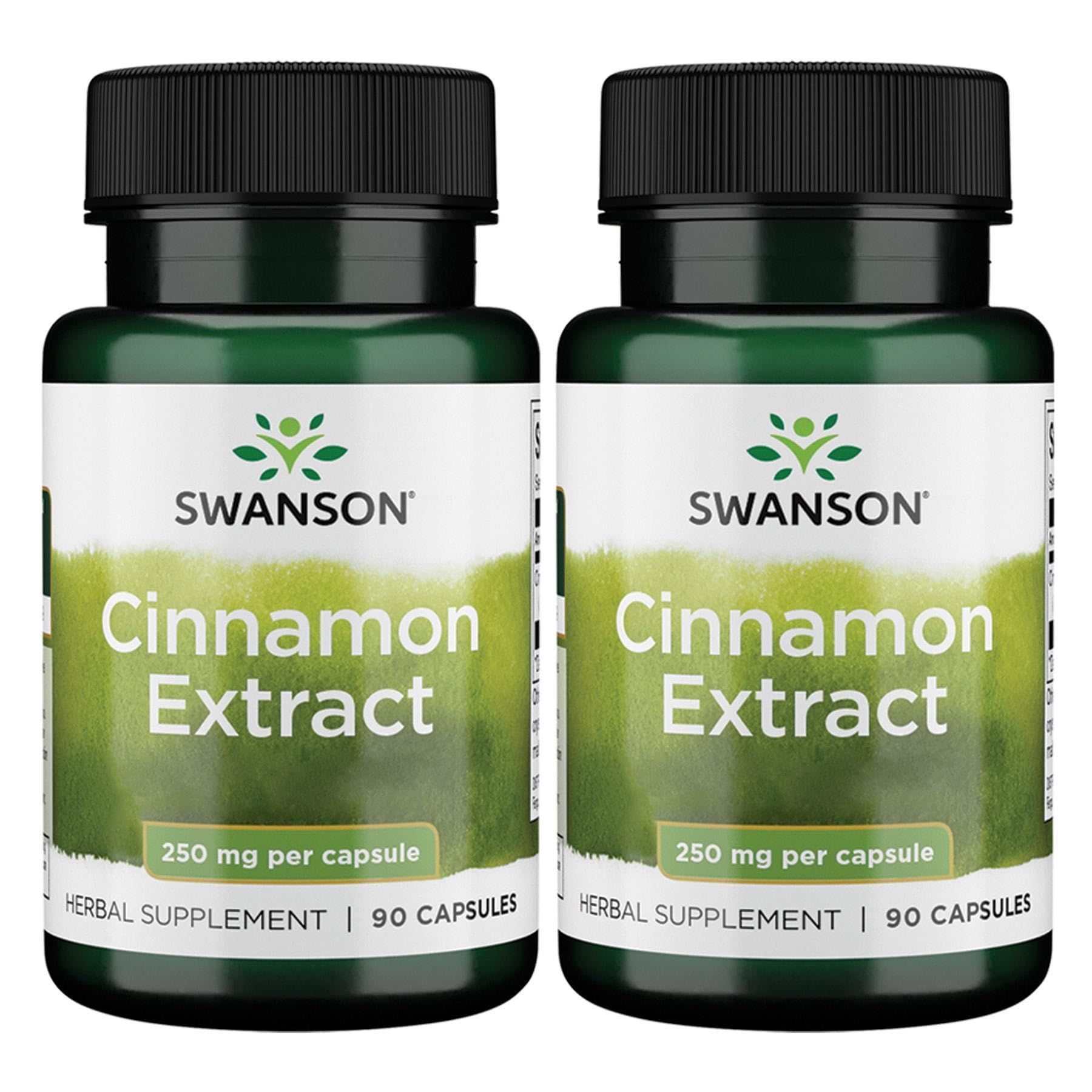 Swanson Cinnamon Extract 250mg bottle - 90 capsules (2 pack) front view