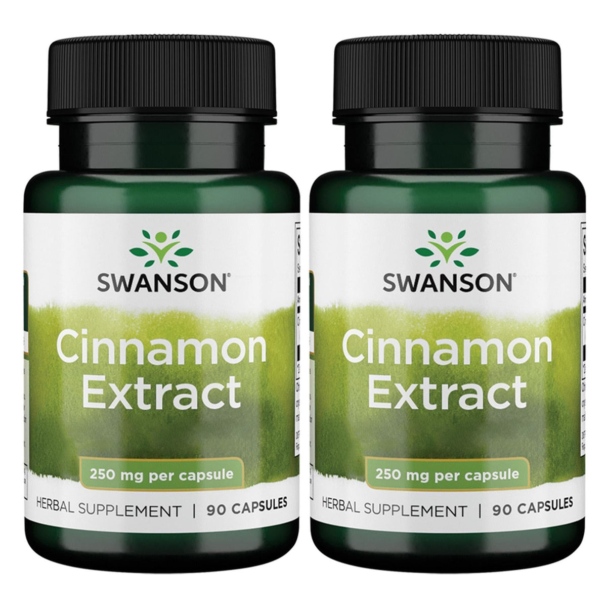 Swanson Cinnamon Extract 250mg bottle - 90 capsules (2 pack) front view