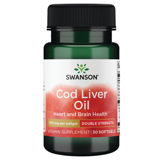 Swanson COD Liver Oil DBL-Strength 30 SGELS bottle front view