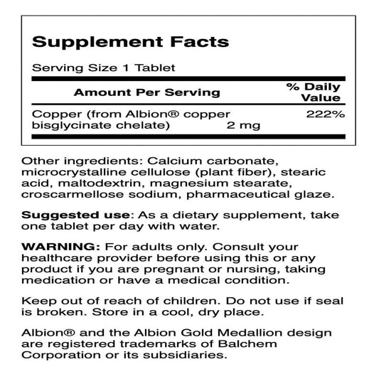 Copper chelate tablets close-up