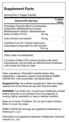 Swanson Cranberry Probiotic 60 Veg Capsules bottle - label close-up
