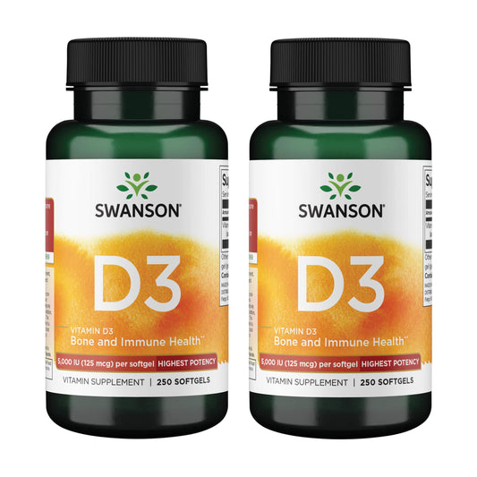 Swanson Vitamin D3 softgels 2-pack bottle front