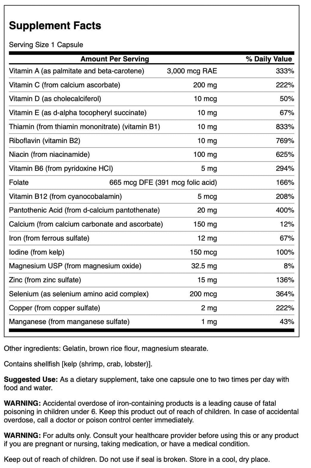 Full-spectrum plant-based multivitamin and multimineral formula by Swanson