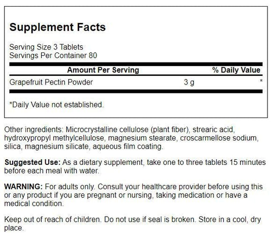Swanson Diet Grapefruit Pectin 1000MG bottle – back label