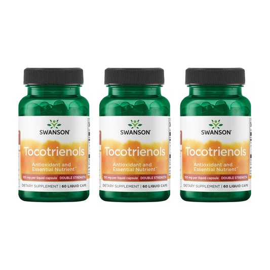 Swanson Double Strength Tocotrienols bottle with 60 liquid capsules