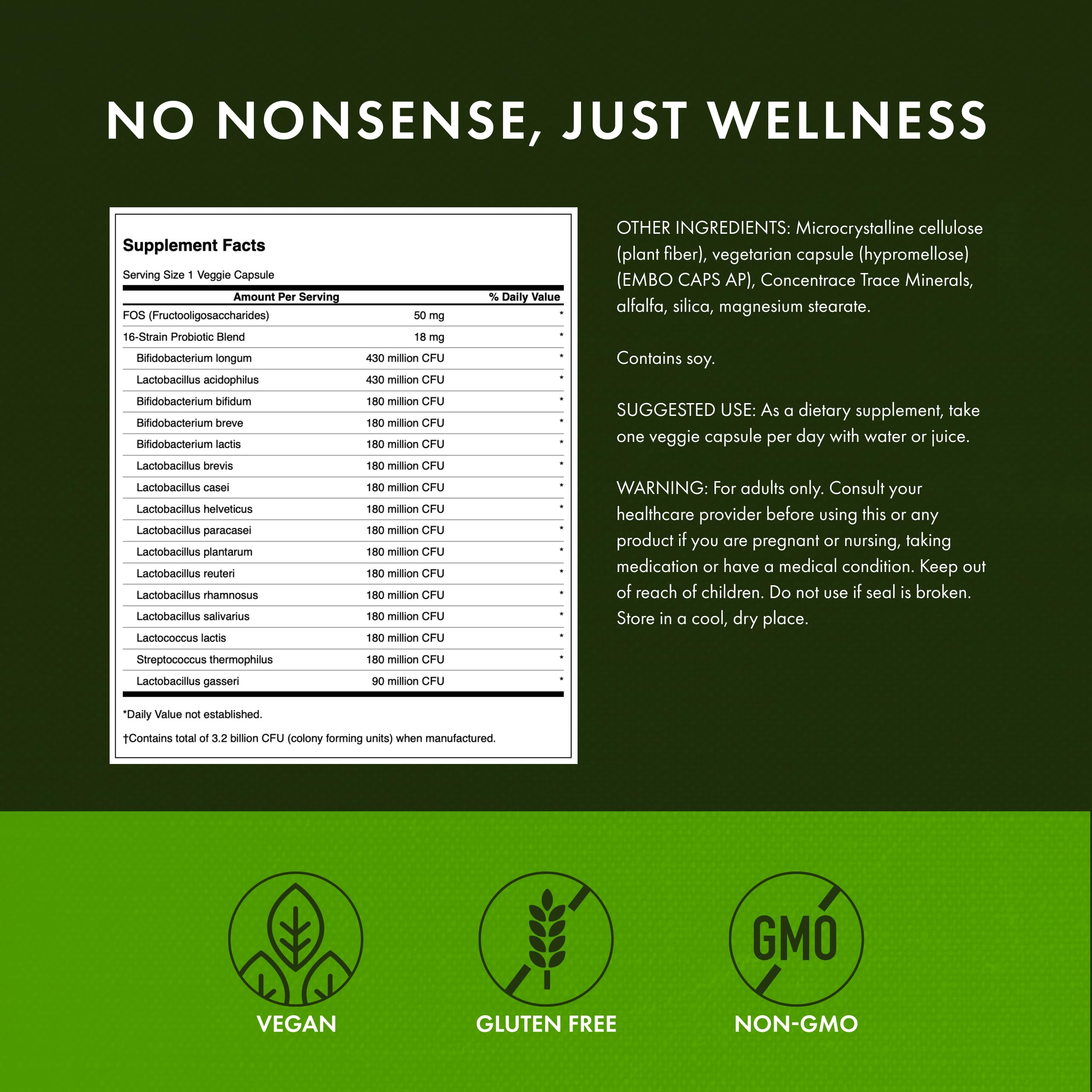 Swanson Dr. Stephen Langer's Formula probiotic bottle back label