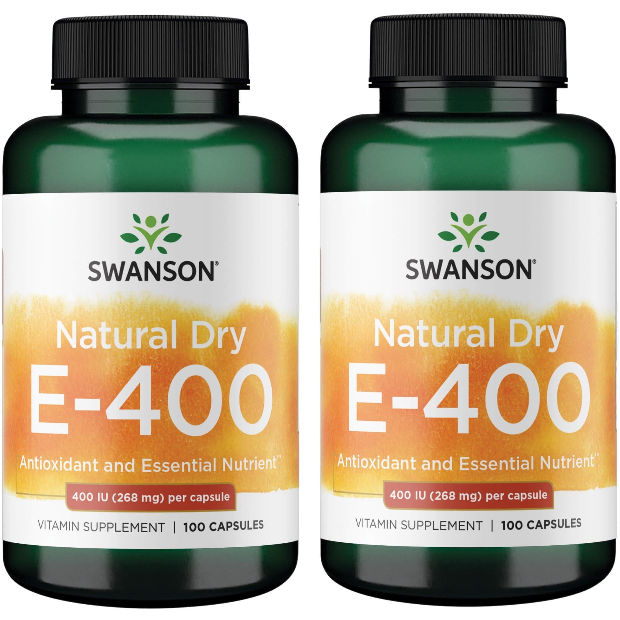 Swanson Natural Dry Vitamin E 400 IU (180.2 mg), 100 capsules, 2-pack bottle