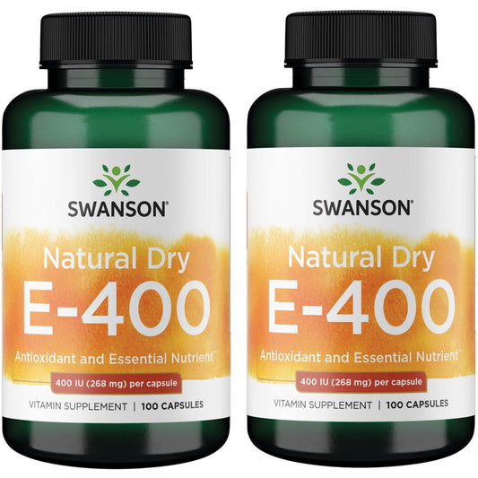 Swanson Natural Dry Vitamin E 400 IU (180.2 mg), 100 capsules, 2-pack bottle