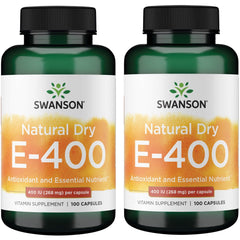 Swanson Natural Dry Vitamin E 400 IU (180.2 mg), 100 capsules, 2-pack bottle