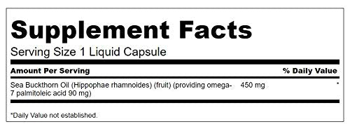 Omega-7 Oil bottle with label close-up