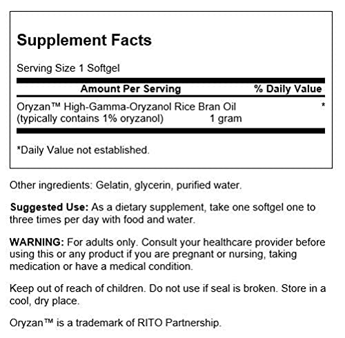 Close-up of Swanson EFA Oryzan Rice Bran Oil label
