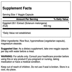 Product label close-up for Swanson Eggplant Extract 20:1