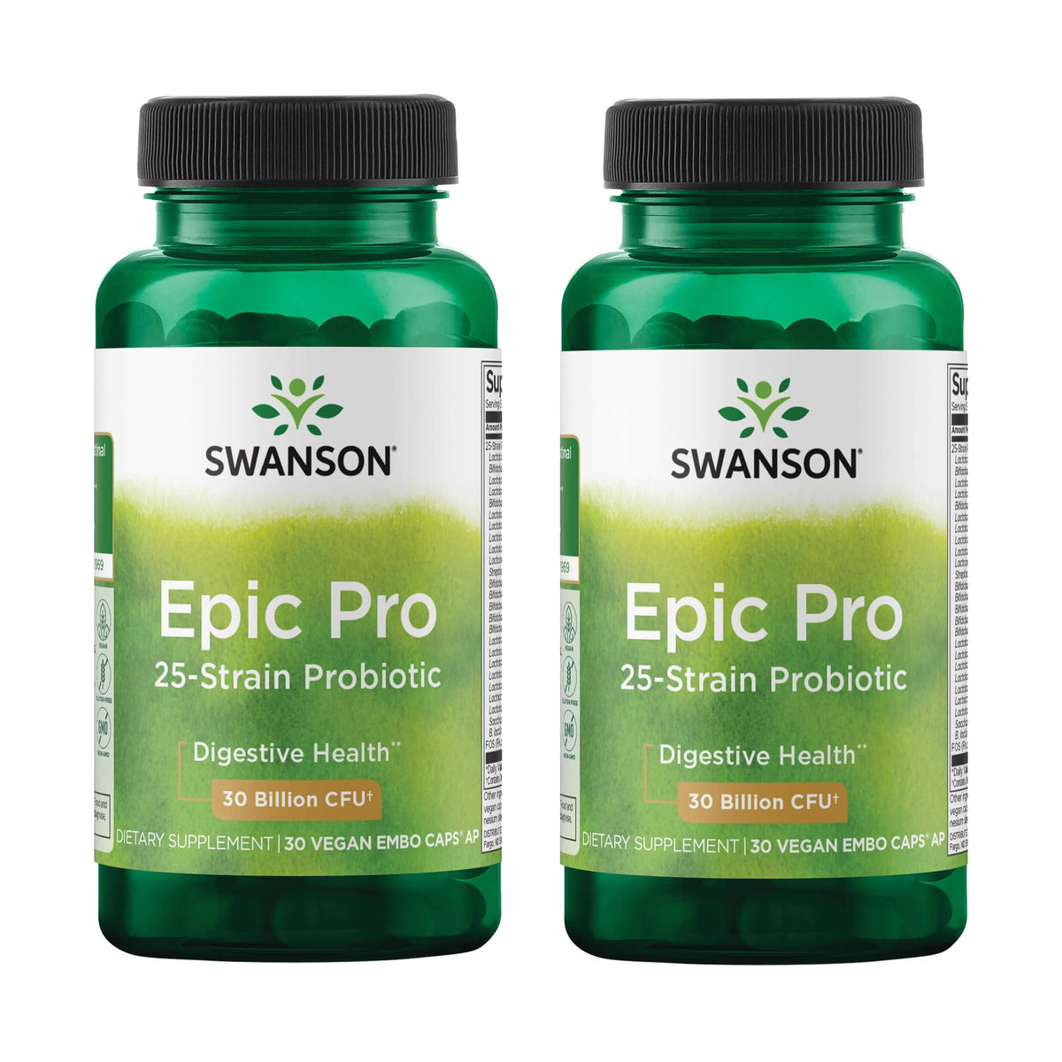 Front view of Swanson Epic-Pro 25-Strain Probiotic bottle