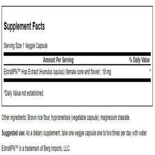 Swanson Estro8Pn Hop Extract 10 mg – 60 Veg Caps (2 Pack) bottle back label