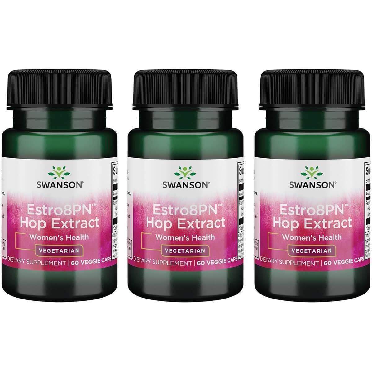 Swanson Estro8Pn Hop Extract 10 mg Vegetarian Capsules, 60 capsules per bottle, 3-pack