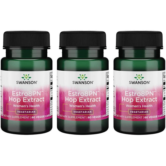 Swanson Estro8Pn Hop Extract 10 mg Vegetarian Capsules, 60 capsules per bottle, 3-pack
