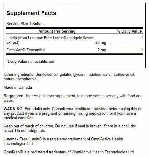 Close up of softgel capsules showing nutrient content