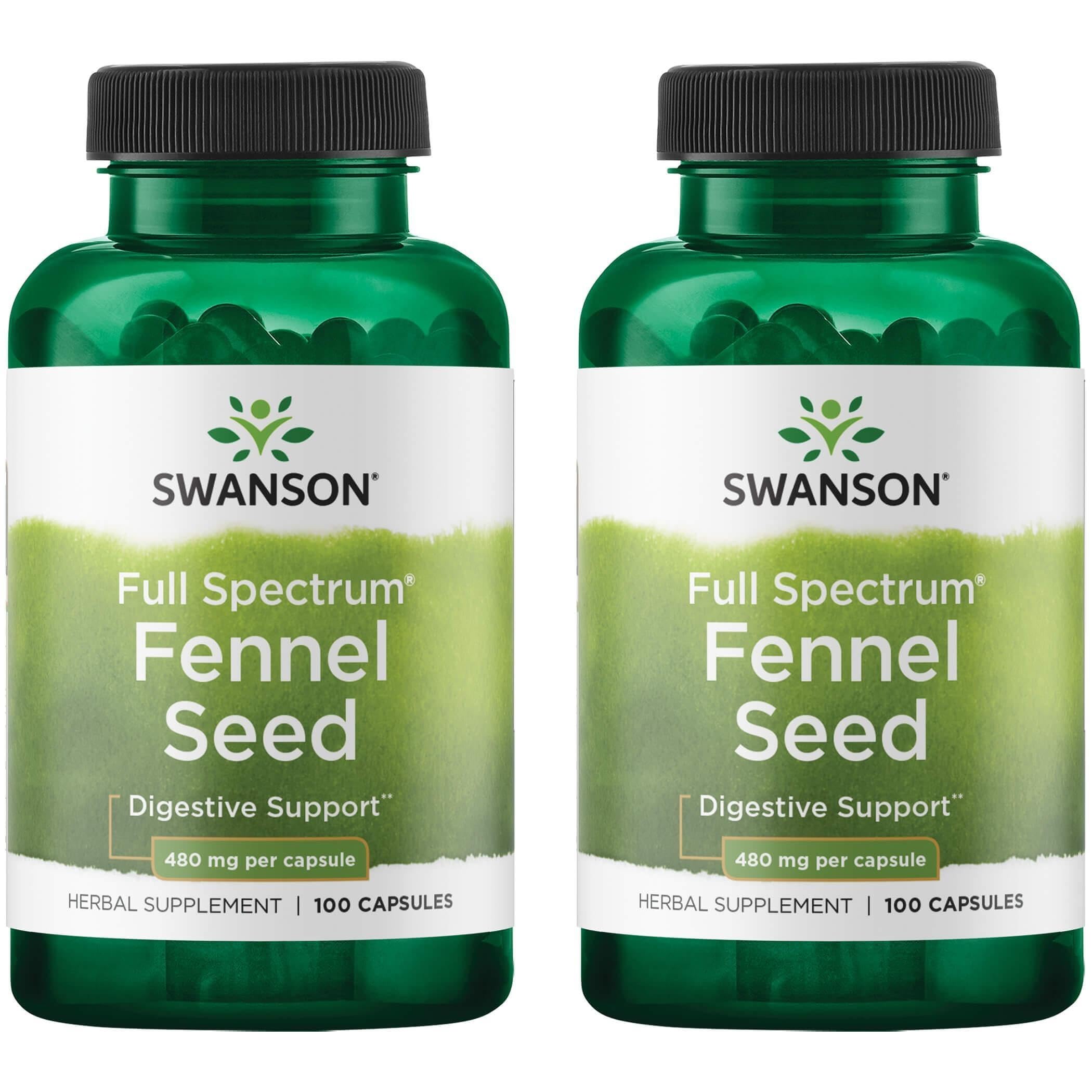 Swanson Fennel 480 mg, 100 capsules (2 pack) bottle
