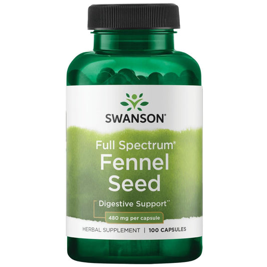 Swanson fennel 480 mg bottle front view