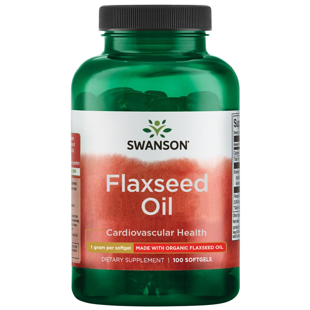 Bottle of Swanson Flaxseed Oil Omegatru 1000 mg - 100 softgels