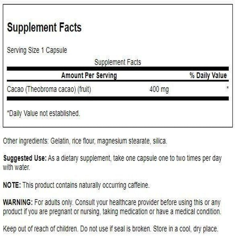 Close-up of Swanson Full Spectrum Cacao capsules