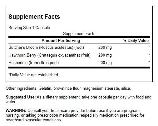 Close-up of Swanson Circulatory Care herbal formula ingredients