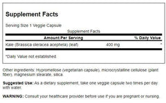 Swanson Full Spectrum Kale 400 mg capsules – packaging side view