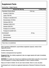 Back label with ingredients for Swanson Full Spectrum N-Zimes 90 Veg Capsules Enzyme