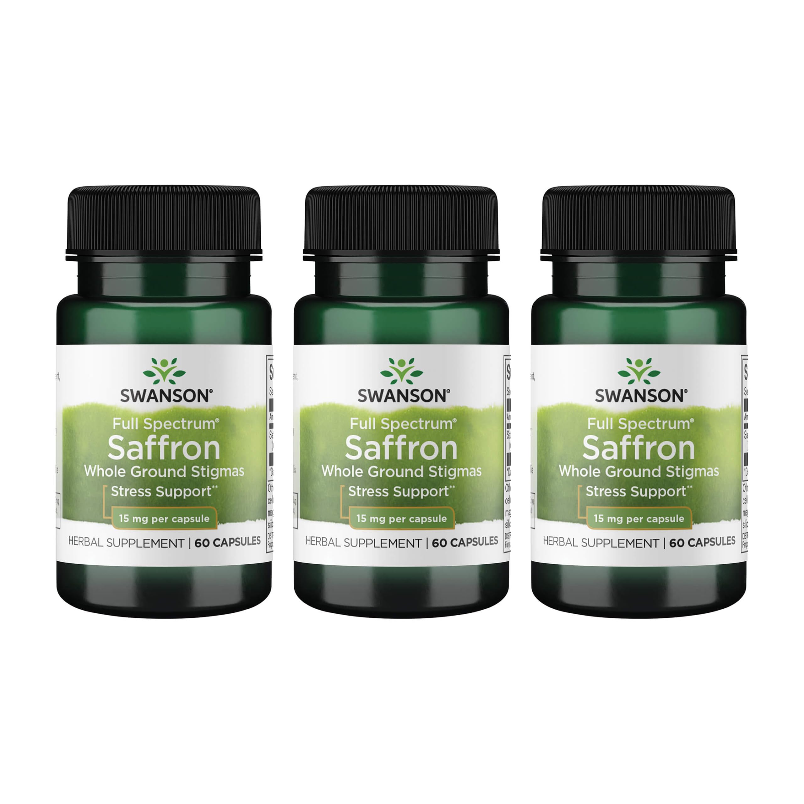 Swanson Full Spectrum Saffron 3-pack front view with 60 capsules