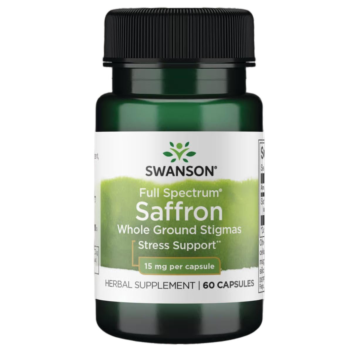 Swanson Full Spectrum Saffron bottle with label – 60 veggie capsules