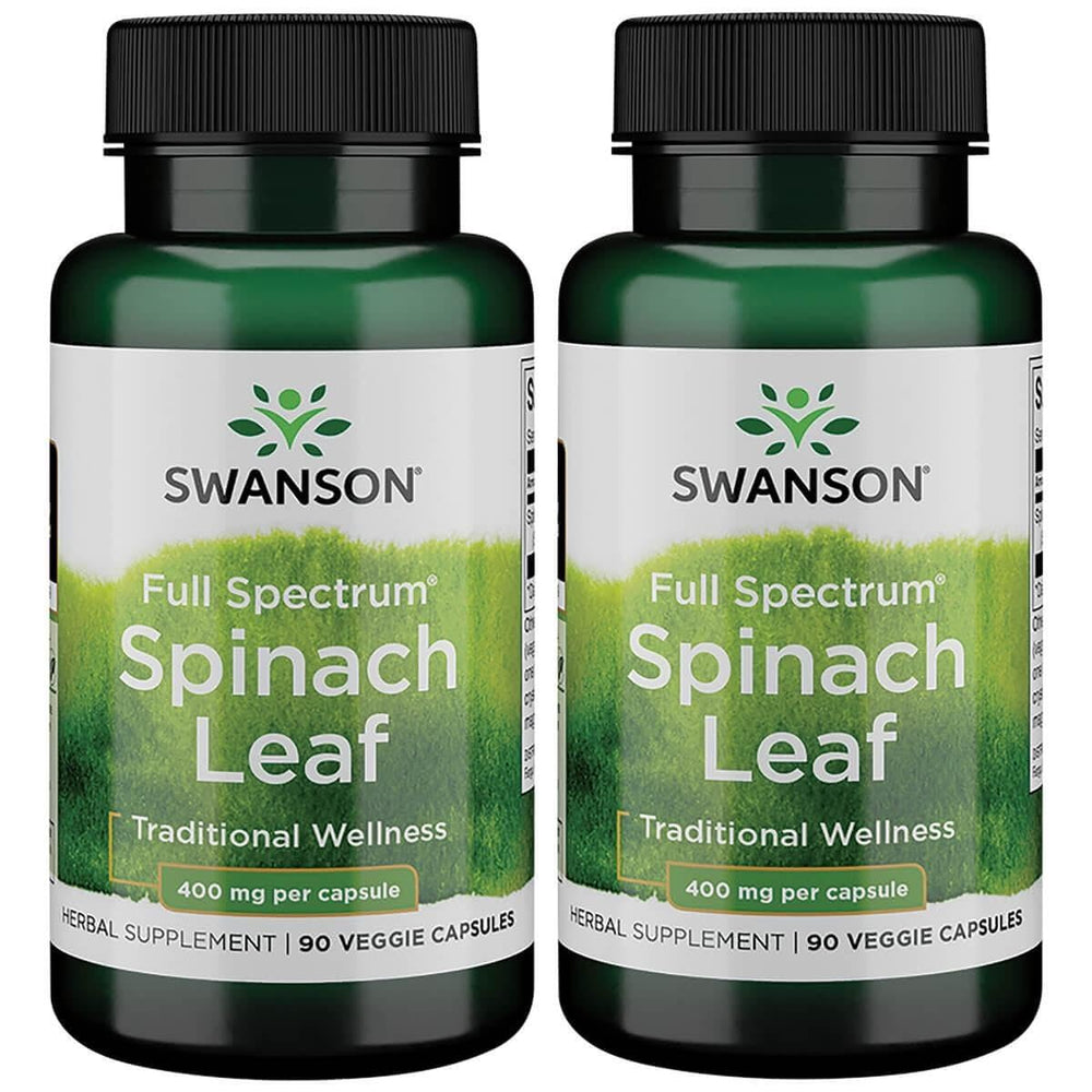 Swanson Full Spectrum Spinach Leaf 400 mg Veg Capsules – 2 Pack (90 capsules per bottle)