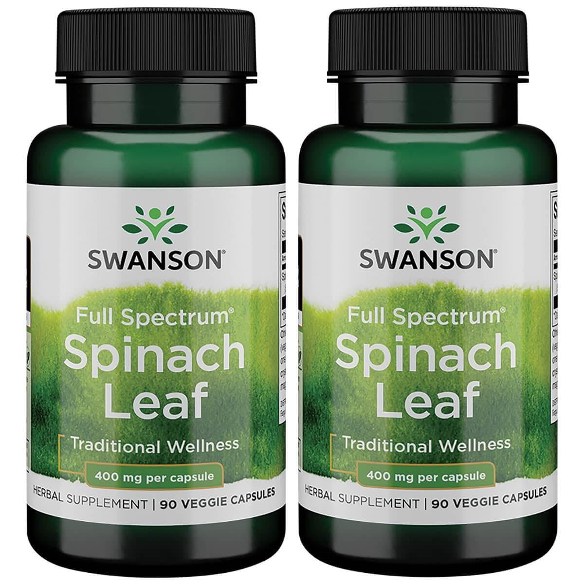 Swanson Full Spectrum Spinach Leaf 400 mg Veg Capsules – 2 Pack (90 capsules per bottle)